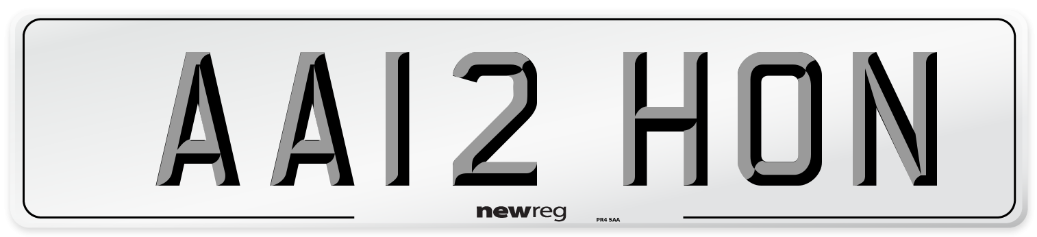 AA12 HON Number Plate from New Reg